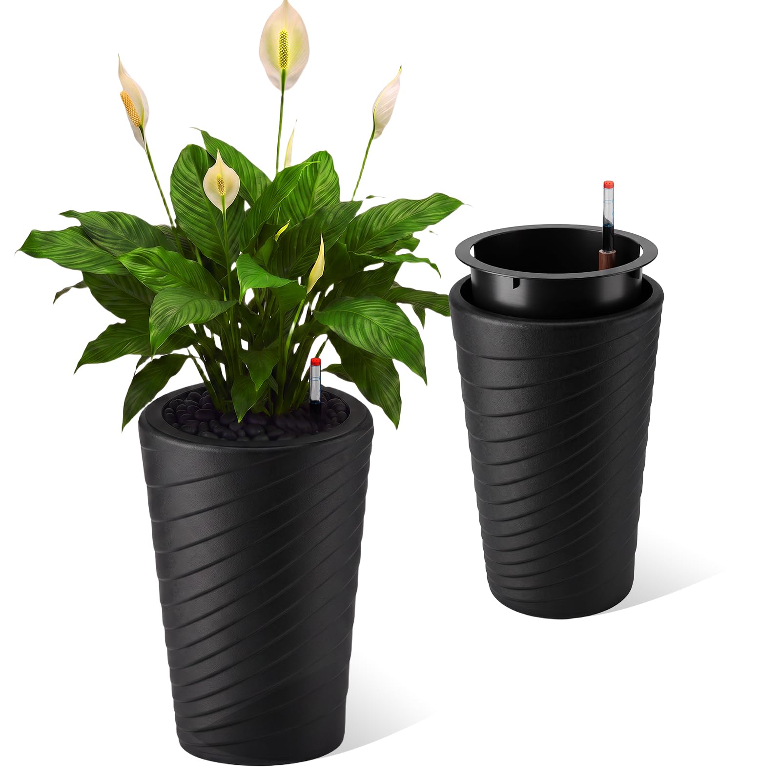 Self-Watering Planter - Set Of 2 16 Inch Tall