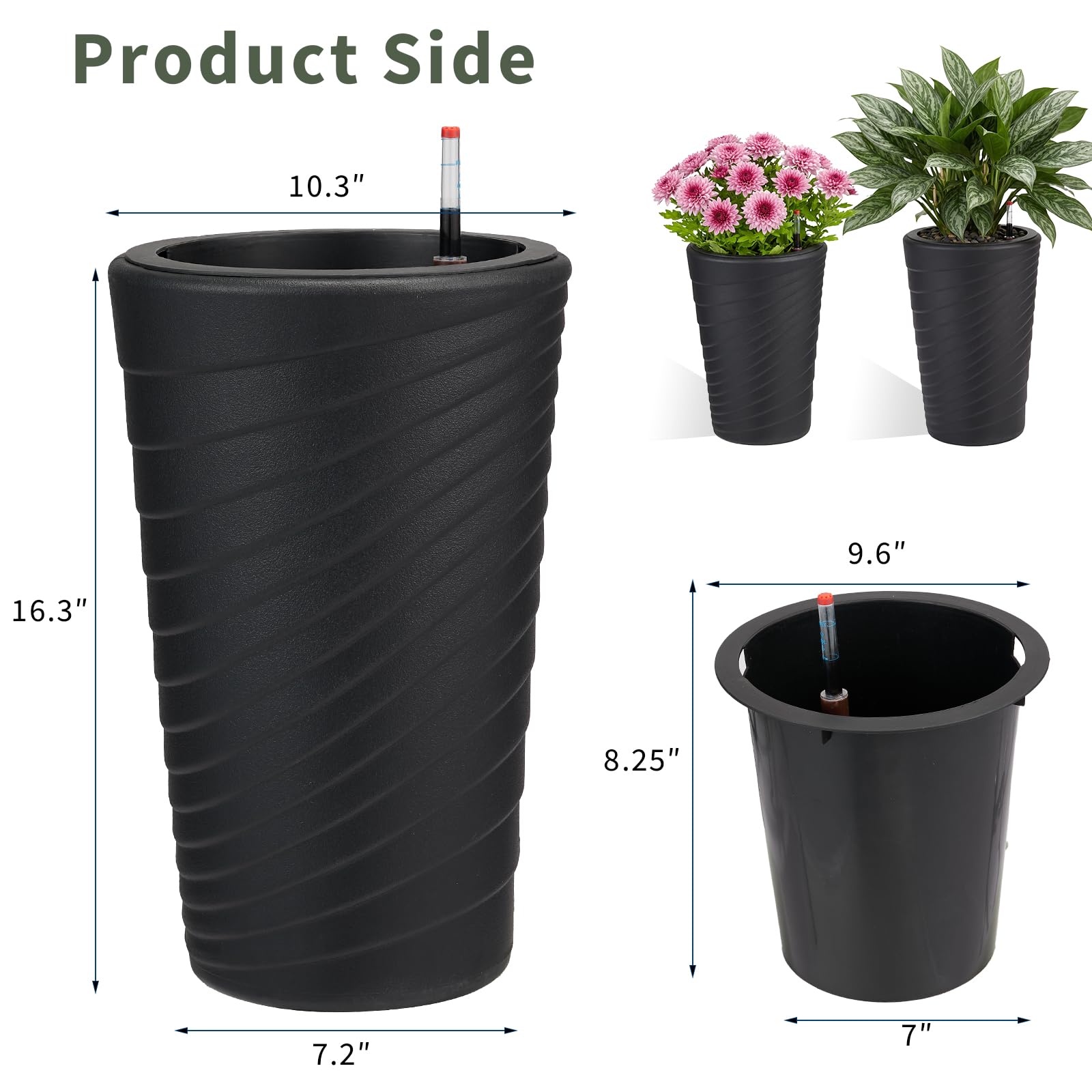 Set Of 2 16 Inch Tall Self Wat - đánh giá và giá Self-Watering Planter