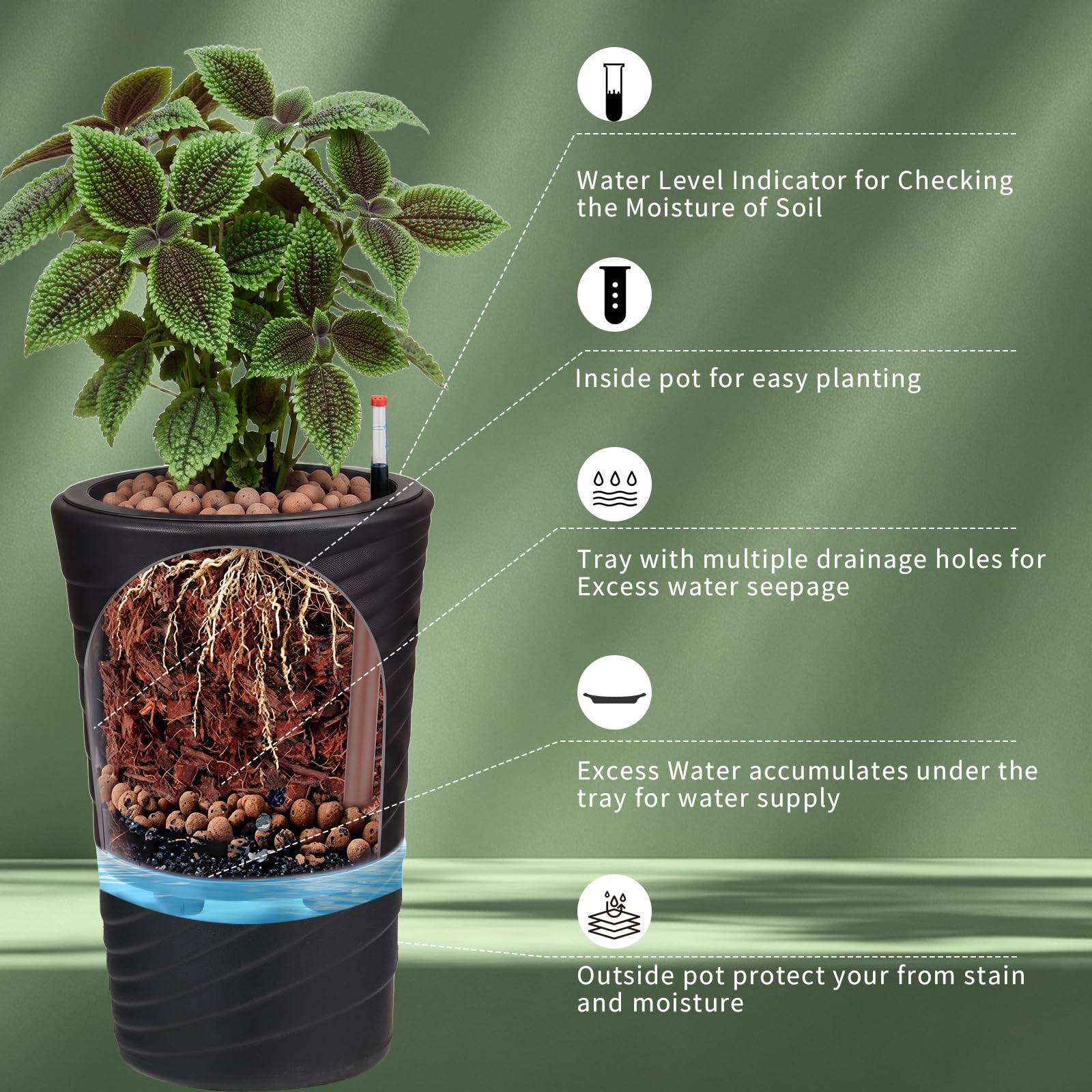 Set Of 2 16 Inch Tall Self Wat - đánh giá và giá Self-Watering Planter